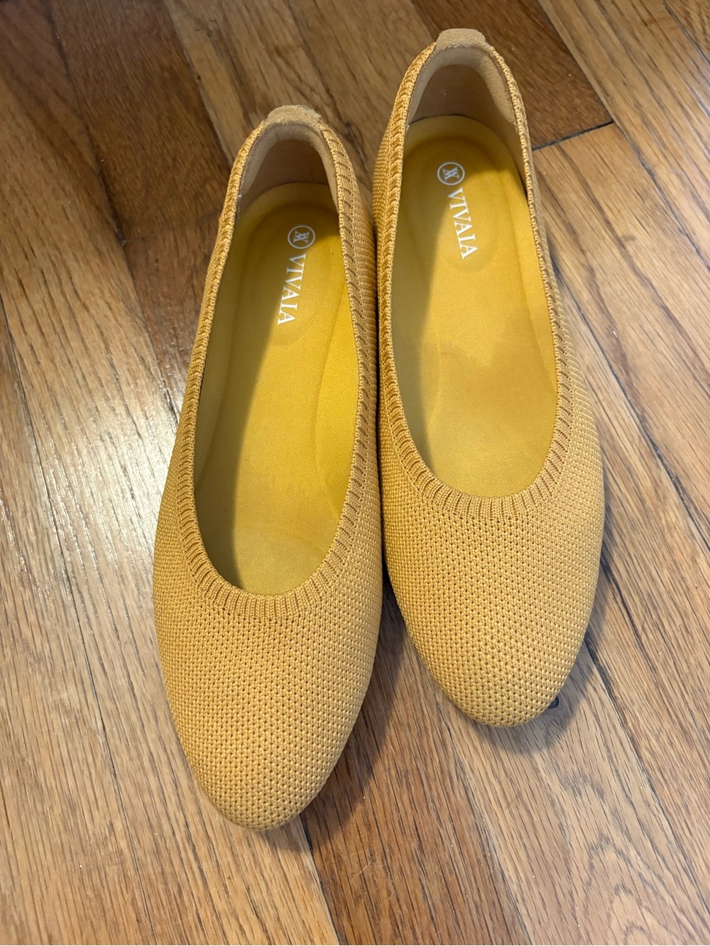 Vivaia Women’s Knit Ballet Flats in Mustard Yellow